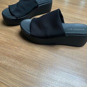 Women's Madden Girl Black Wedges, Size 8